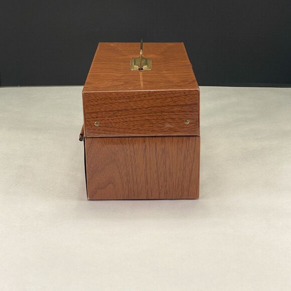 Vintage Ballonoff Porta File Metal Brown Woodgrain File Box - Picture 5 of 11